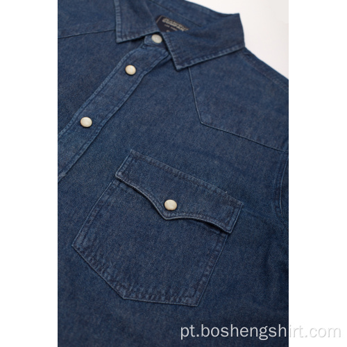 Camisas jeans masculinas com botões